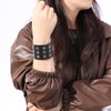 JAZTAKU Punk Rock Black Bracelet Leather Cuff Bangle for Men