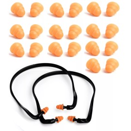Quality Plugs by Rips 2 Pairs Banded Ear Plugs + 10 Pairs Soft Silicone Replacement Pods Reusable