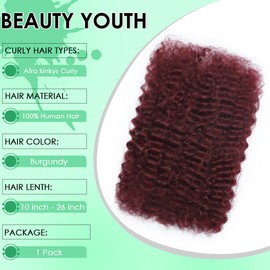 24 Inch 1 Pack 30 Gram Afro Kinkys Bulk Human Hair For Dreadlocks, Loc Repair, Dreadlocks Extensions, Red Afro Kinky 100% Human Hair Bleach Before Dyeing For Micro Twist Braiding Afro Kinky Hair