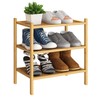 BMOSU 3-Tier Bamboo Small Shoe Rack Premium Stackable Shoe Shelf