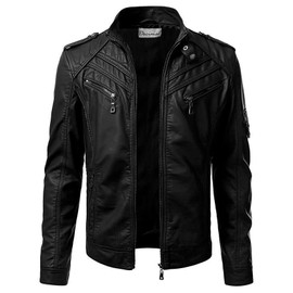 DECIMAL Men's Black Genuine Lambskin Leather Biker Jacket VINTAGE REAL MOTORCYCLE JACKETS FOR MEN (XX-LARGE)