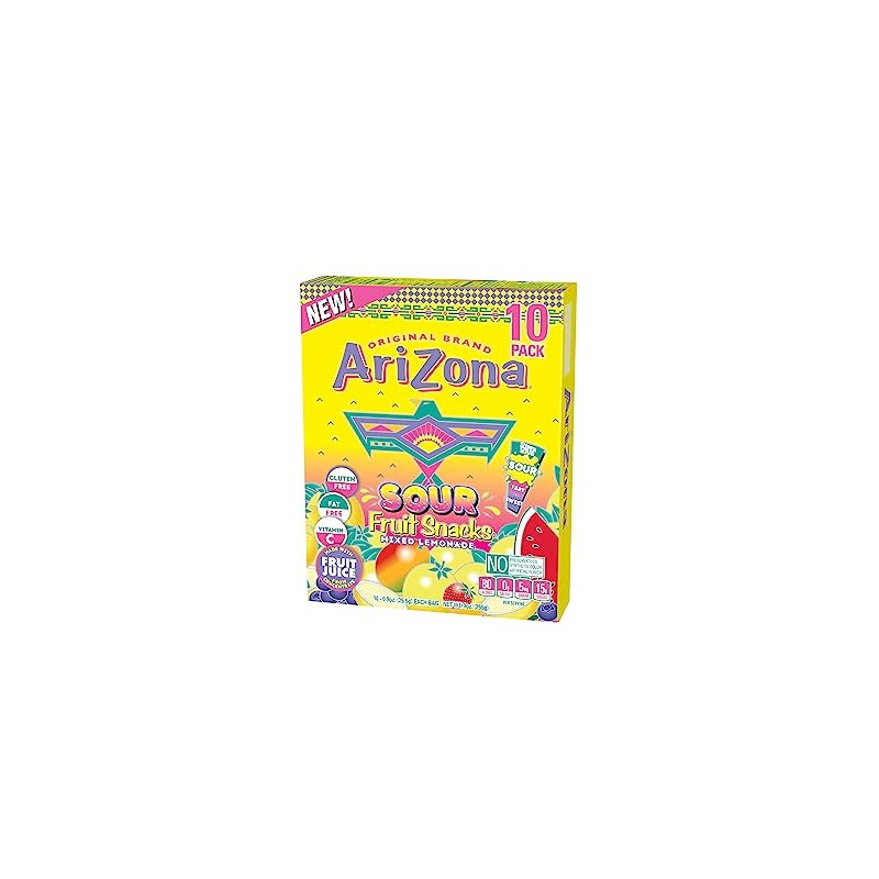 AriZona Lemonade Fruit Snacks, Sour Lemonade - 0.9 oz, 10