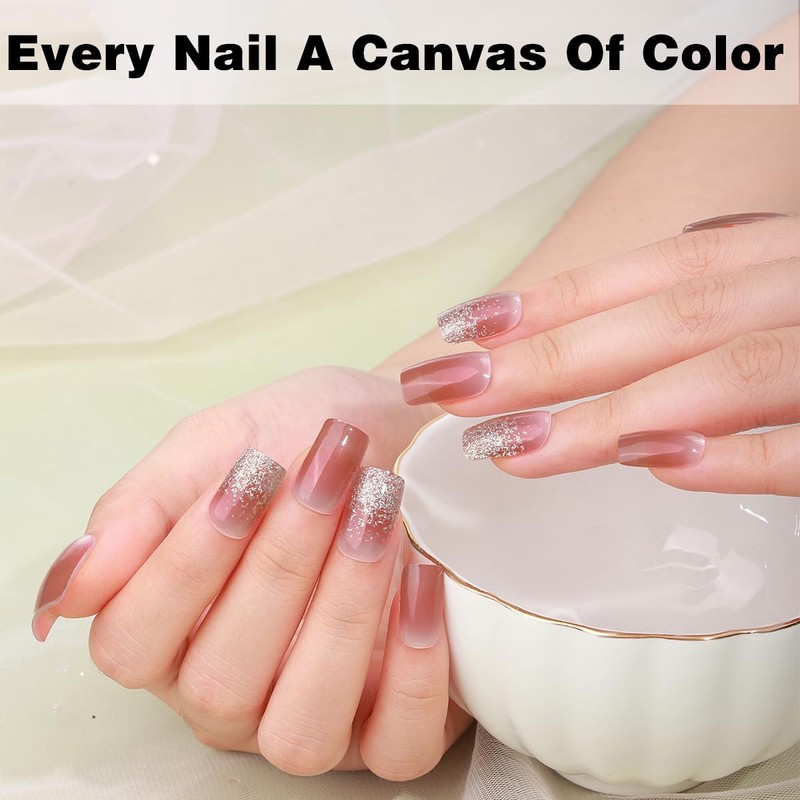 YiMistnnts Semi Cured Gel Nail Strips Kit UV Gel Nail