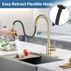 GUUKAR Gold Kitchen Faucet with Pull Down Sprayer, Modern Brushed