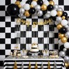 2Pcs Checkered Backdrop- Black White Checkered Backdrop Foil Streamer 1x