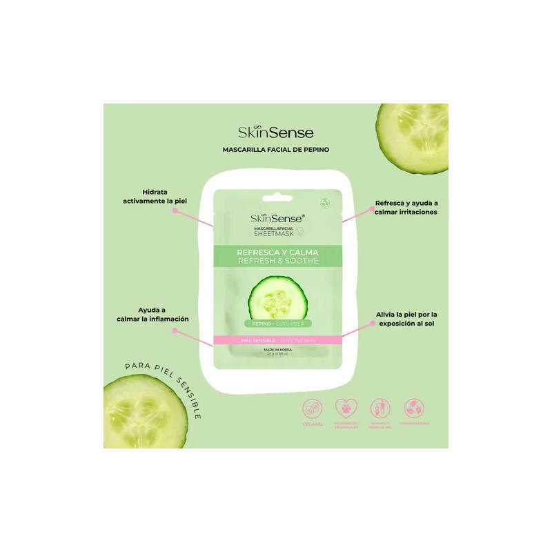 Skin Sense Mascarilla Facial Coreana De Tela Pepino