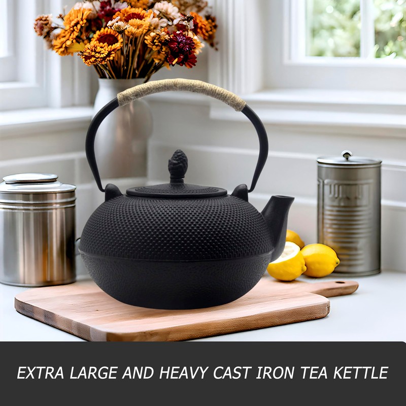 101oz/3000ml Extra Large and Heavy Cast Iron Teapot for 6