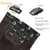 QUEENTAS 4 Pcs Long Straight Dark Brown Clip in Hair