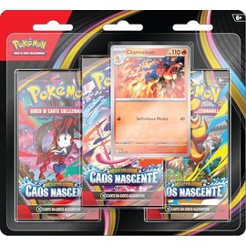 Pokémon: confezione da tre buste dell’espansione Megaevoluzione - Caos Nascente del GCC Pokémon (una carta promozionale olografica e tre buste di espansione), Edizione in Italiano