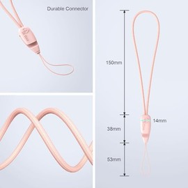 ‌E-Tree Paquete de 2 Lanyards Multiusos para Muñeca, Correa de Mano para Funda de Celular, Cámara, Airpods, Llaves, Llavero, USB, Cartera, Tarjeta de Identificación, Gris y Rosa‌