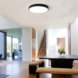 LuFun Flush Mount Ceiling Light 30W, 12 Inch Modern Ceiling Lamp, Plafonnier Led, Round Ceiling Lighting for Closets, Kitchens, Stairwells, Basements, Bedrooms, Washrooms (Black, Cool White 6500K)