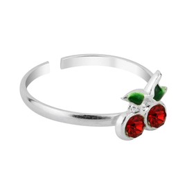 AeraVida Sublime Cherry Inlaid Red Cubic Zirconia .925 Sterling Silver Toe or Pinky Ring | Adjustable Toe Rings Sterling Silver | Sterling Cubic Zirconia Toe Ring