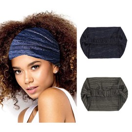 Zoestar Wide Headband Yoga Headscarf Stylish Elastic Head Wrap Workout Running Hair Bands for Women and Girls (Pack of 2) (Blue and Green)