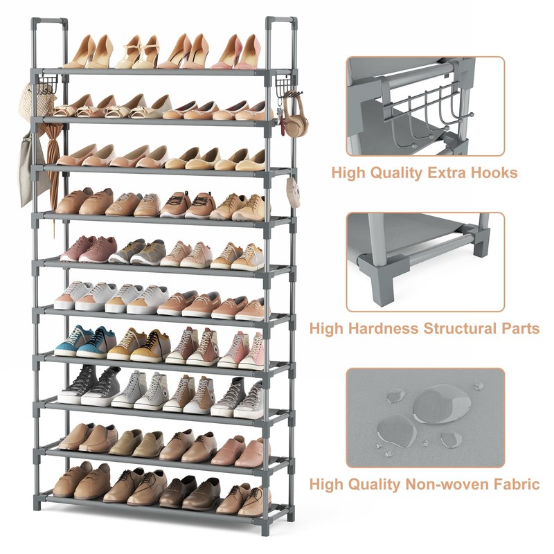 VTRIN 10 Tiers Shoe Rack Tall Large Capacity 50 Pairs