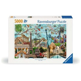 Ravensburger - Big City Collage - 5000 Piece Jigsaw Puzzle - Stunning Vivid Colors - The Globes Biggest Cities - Postcard Rendition - Frameable - Premium Quality - Puzzles for Adults