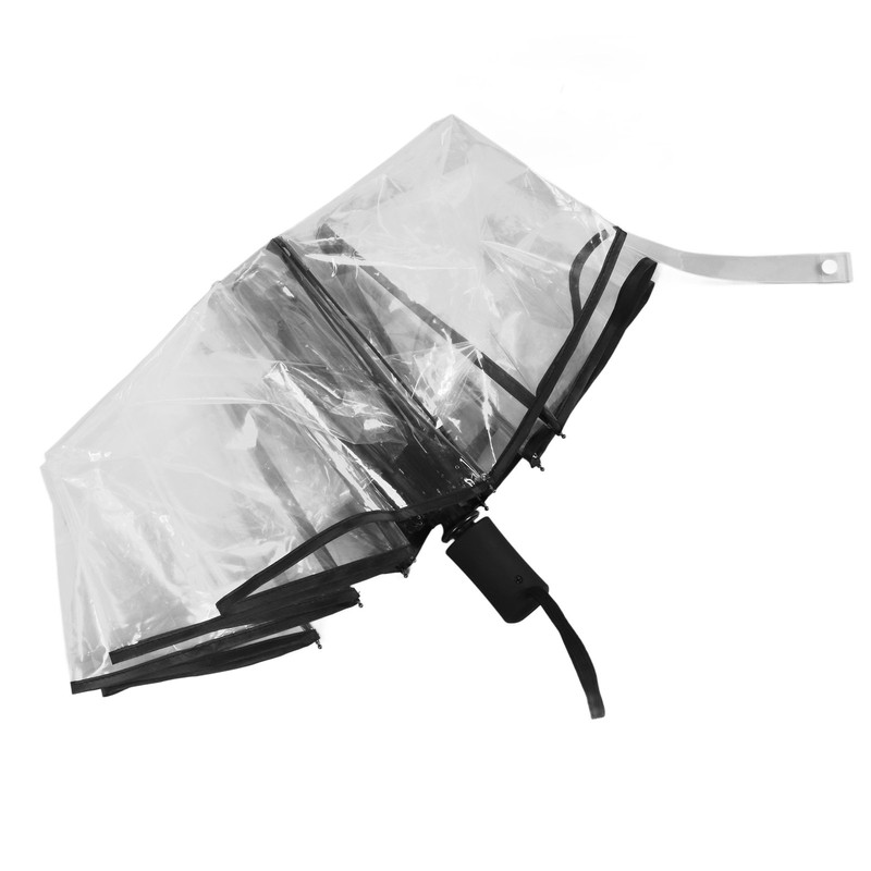 Compact Umbrella Black Transparent Automatic Design Sturdy Structure Travel Umbrella