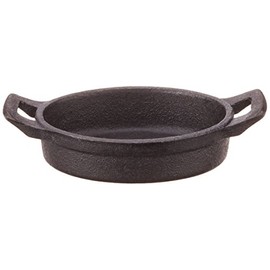 Genware NEV-C129 Mini Cast Iron Oval Eared Dish, 12 cm x 9 cm x 3 cm