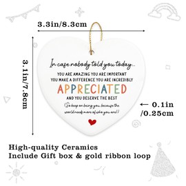 Inspirational Gifts for Women Hanging Ornament You are Amazing You Make a Difference Teacher Appreciation Thank You Encouragement Gifts for Friend Coworkers Sister Christmas Ceramic Heart Keepsake