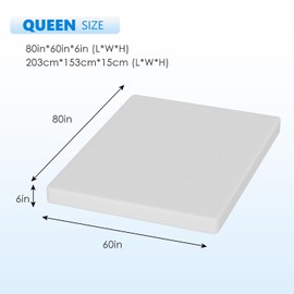 FDW 6 Inch Green Tea Queen Cooling Gel Memory Foam Mattress/Medium-Firm Mattress for Pressure Relief for Kid Adults/CertiPUR-US Certified/Mattress in a Box, Queen