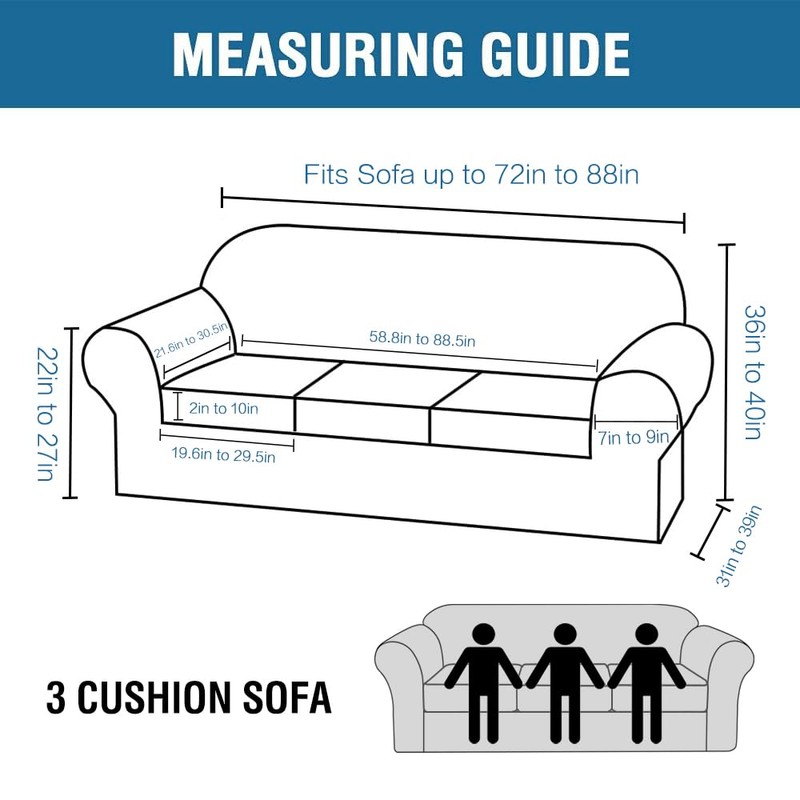 H.VERSAILTEX 4 Piece Stretch Sofa Covers for 3 Cushion Couch