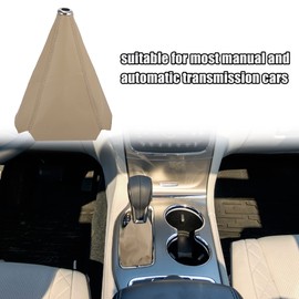 X AUTOHAUX Universal Car PU Leather Shift Boot Cover Dustproof Beige