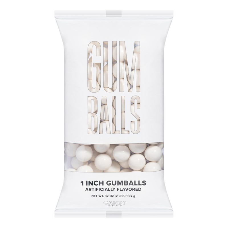 Candy Envy - White Gumballs - 1 Inch - Approximately