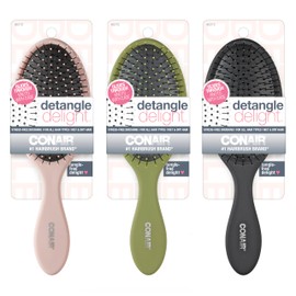 Conair Conair Detangling Hair Brush 3PK - For wet and dry hair - curly hair brush - hair brushes for women - detangler brush - hair brushes for women - Evergreen, Blush Pink, Black Assorted