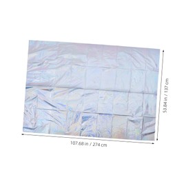 jojofuny 4pcs Holographic Foil Tablecloths Iridescent Plastic Rectangle Covers for Birthday Wedding Bachelorette and Graduation Parties Durable Design