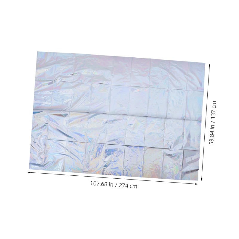 jojofuny 4pcs Holographic Foil Tablecloths Iridescent Plastic Rectangle Covers for