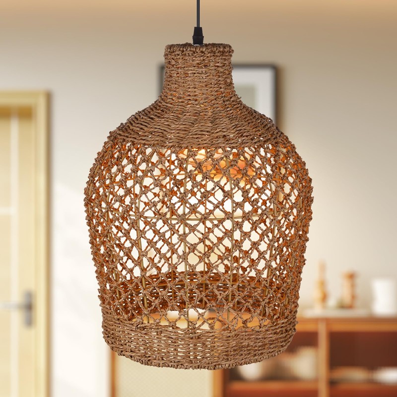 Arturesthome Rattan Pendant Light Woven Chandelier Handwoven Boho Coastal Pendant