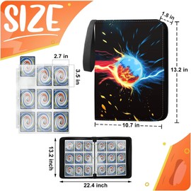 Card Binder 9-Pocket, 900 Pockets Trading Card Binder with 50 Removable Sleeves, Zipper Collectible Trading Card Albums Suitable for All Standard Size Game Cards & Sport Cards - Black