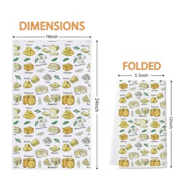 WCGXKO Cheese Themed Kitchen Towel (Cartoon Pattern, Cotton, 23"L x 15"W, 1.76 Ounce, 11.5" x 7.8", Long Lasting)