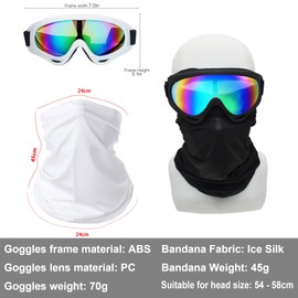 LJDJ Motorcycle Goggles,2 Pack Dirt Bike ATV Motocross Riding Hiking Protective with 2 Pack Neck Breathable Bandana Mask