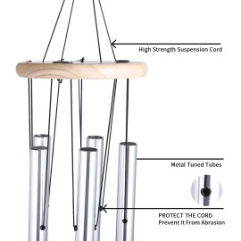 Unbranded 5 Tubes Wind Chimes Large Deep Tone Chapel Bells Outdoor Garden Home Decor Gift