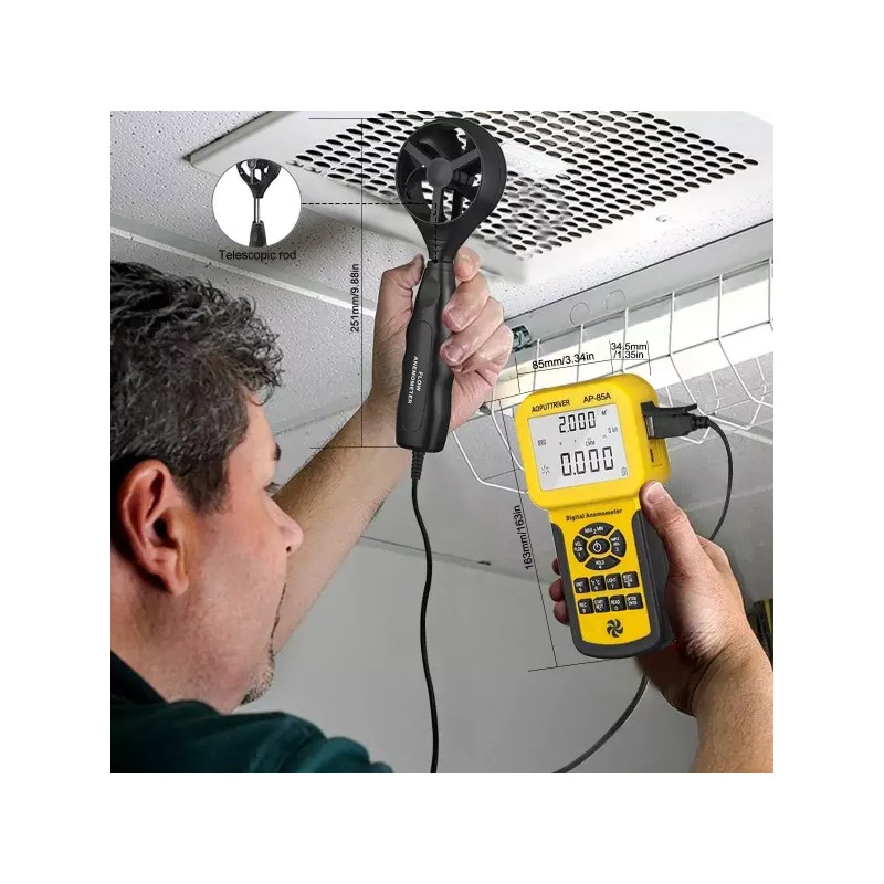 Pro HVAC 풍속계 휴대용 CFM 미터 USB 데이터를 PC Max/Avg/Min으로