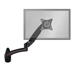 Sit-Stand Wall Mount Monitor Arm Adjustable Hydraulic Arm - Support your monitor at the correct height for ergonomic comfort (Extended, Single Screen, Black)