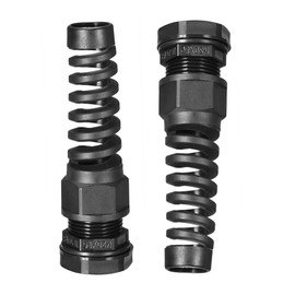 TA-VIGOR 2Pcs M20 Cable Gland 6mm-12mm Wire Hole Waterproof Nylon Connector Joint Adjustable Locknut with Strain Relief Black