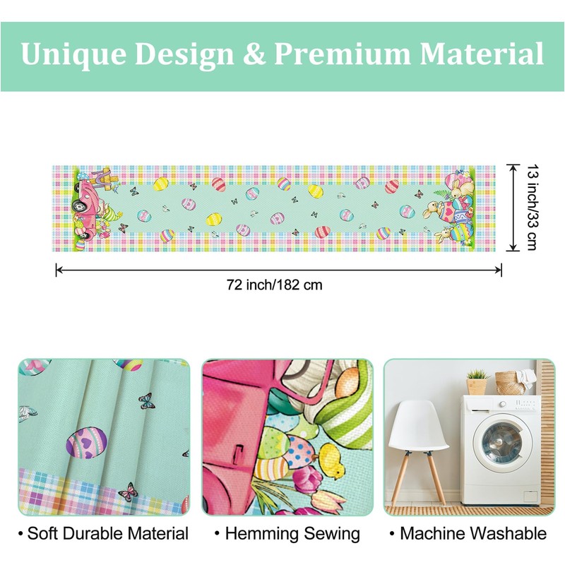 Arquiel Easter Gnome Table Runner, Spring Table Runner 33 x