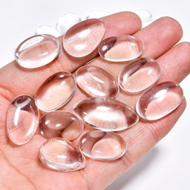 GEMKORA 50 carats Natural Crystal Quartz Gemstones Wholesale Cabochons Lot, Jewelry Making Loose Gemstone, Polished Gems, DIY, Wire Wrapping, Healing Crystals, Bulk Gemstone Deal, 3 to 4pcs