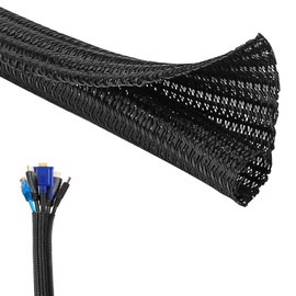 SURFOU Kabelschlauch Schwarz 3.1m X 13mm, Kabelschutz Kabelkanal Flexibel Schreibtisch, Kabel Sleeve Kabelschutzschlauch, Cable Sleeves Kabelummantelung Selbstschließend Schlauch Schutzschlauch