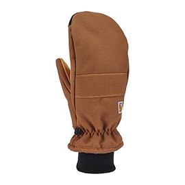 Carhartt Women's Insulated Duck Synthetic Leather Knit Cuff Mitt, Brown, Small
