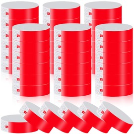 IDwrists Wristbands for Events - 600pcs Waterproof Neon Wrist Bands for Events Concert, Festival Admission, Party (Red)