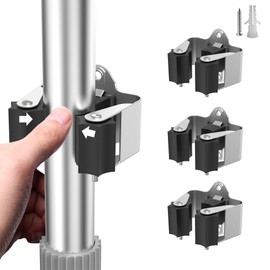 GARTOL Internal Snap Star Clip Slot Garden Broom Broom Holder Wall Garden Tool Holder Stainless Steel Broom Holder for Kitchen Home Bathroom Storage (Pack of 3)