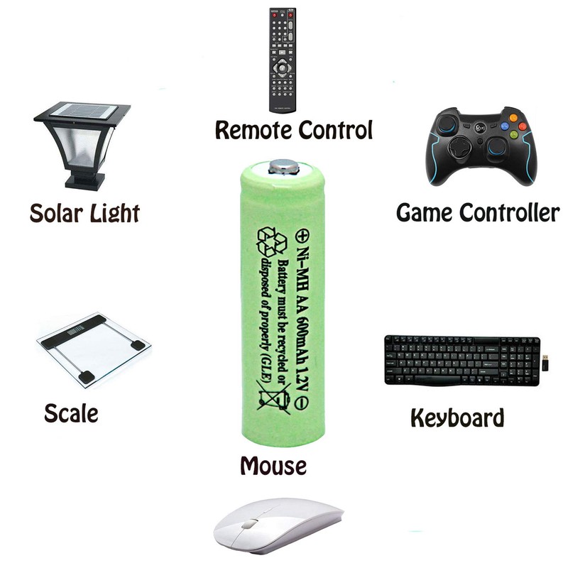 NiMH AA - Pilas recargables (600 mAh, 1,2 V, 12