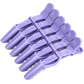 Crocodile Clips, Sectioning Hair Clips, Professional Large Hair Clips for Styling, Women Girls Hairdressing Clips for Long Thick Hair, No Crease, Anti-slip, Alligator Hairclips (Dark Purple, 6Pcs)