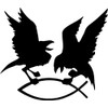 Car Sticker – Ravens with Fish, Black