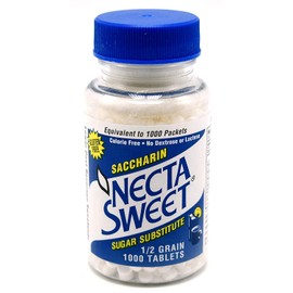 Necta Sweet Saccharin Tablets, 1/2 Grain, 1000 Tablet Bottle (Pack of 2)