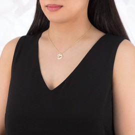 Materia Women's Necklace with Globe Pendant Round 925 Sterling Silver in Silver - Gold - Rose Gold Plated 42-47 cm, Gold-Plated Silver, Gold