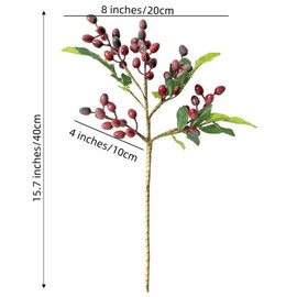 DODXIAOBEUL 4 Pcs Fake Berries,Artificial Berry Stems,Artificial Blueberries,Fall Picks Fall Decorations for Home Decor Wedding Bouquet Christmas Table Centerpieces Floral Arrangement (Red)