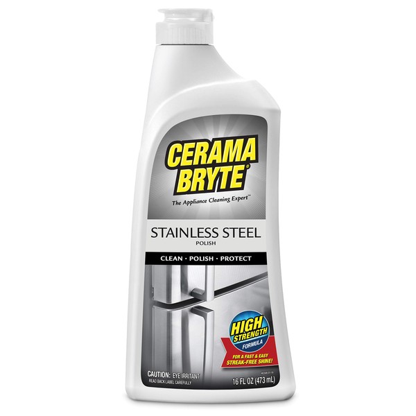 Cerama Bryte Stainless Steel Polish, 16 Ounce, Streak-Free Shine, Clean and Protect, High Strength Formula